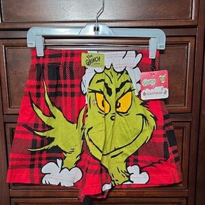 The Grinch Christmas Plaid Sleep Shorts Men’s Small Holiday Pajama Lounge NWT
